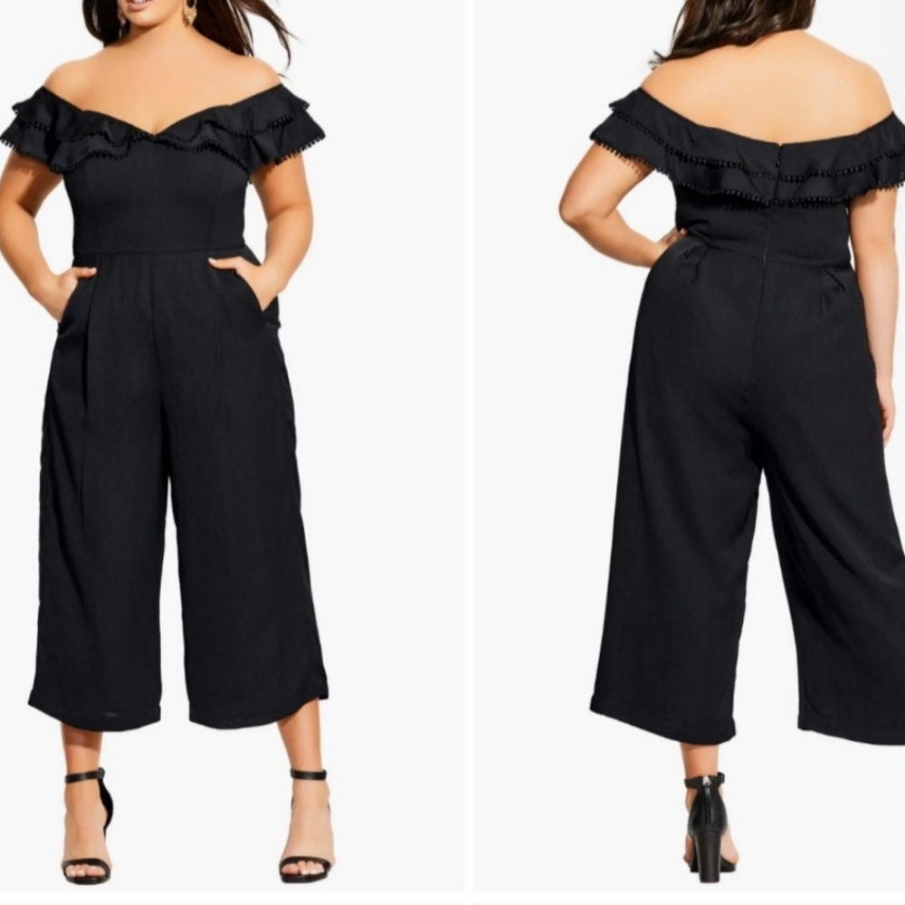 CITY CHIC RENATA Trendy Plus Size Renata Jumpsuit In Black size S/16